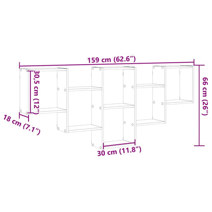 Wandregal Schwarz Eichen-Optik 159x18x66 cm Holzwerkstoff