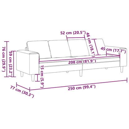 Stoffsofa mit Kissen Grau-Grün 208 cm Cordstoff
