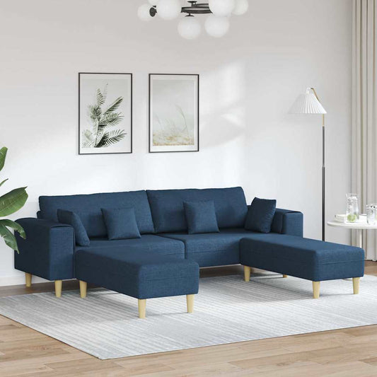 Stoffsofa mit Kissen Blau 208 cm Stoff