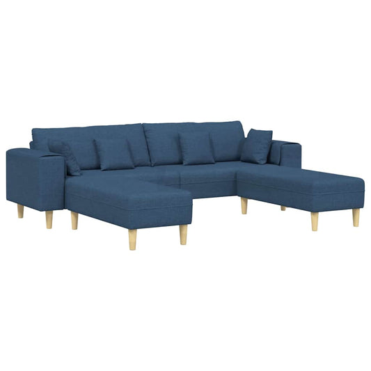 Stoffsofa mit Kissen Blau 208 cm Stoff