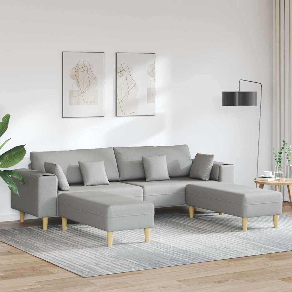 Stoffsofa mit Kissen Wolkengrau 208 cm Stoff