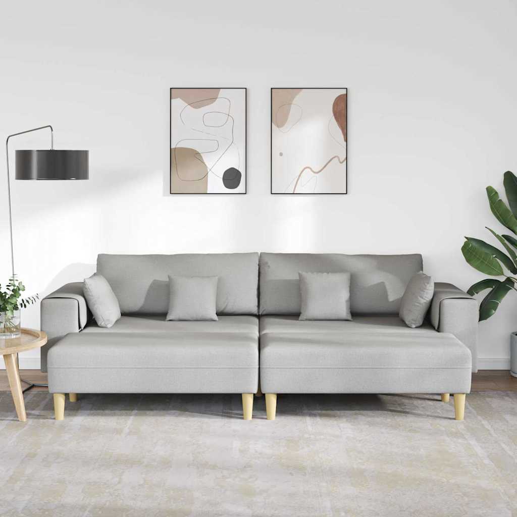 Stoffsofa mit Kissen Wolkengrau 208 cm Stoff