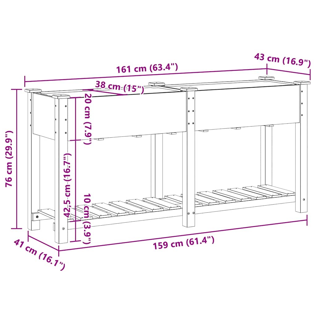 Gartenblumentopf Beige 161 x 43 x 76.5 cm Massives Fichtenholz