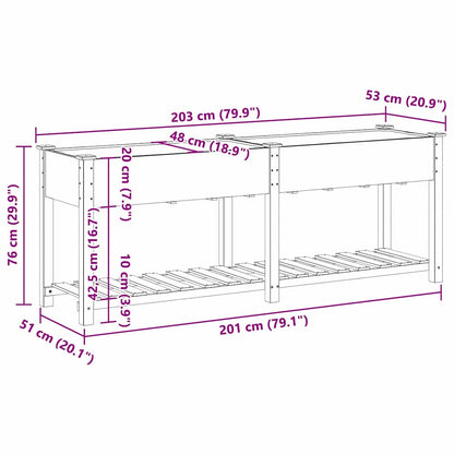 Gartenblumentopf Beige 203 x 53 x 76.5 cm Massives Fichtenholz