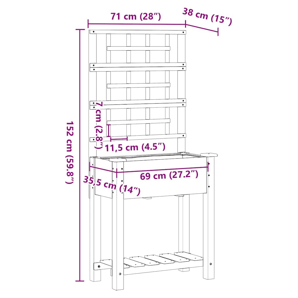 Gartenblumentopf Beige 71 x 38 x 152 cm Massives Fichtenholz