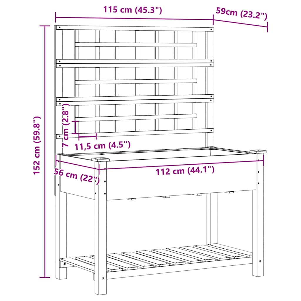 Gartenblumentopf Beige 115 x 60.5 x 153 cm Massives Fichtenholz