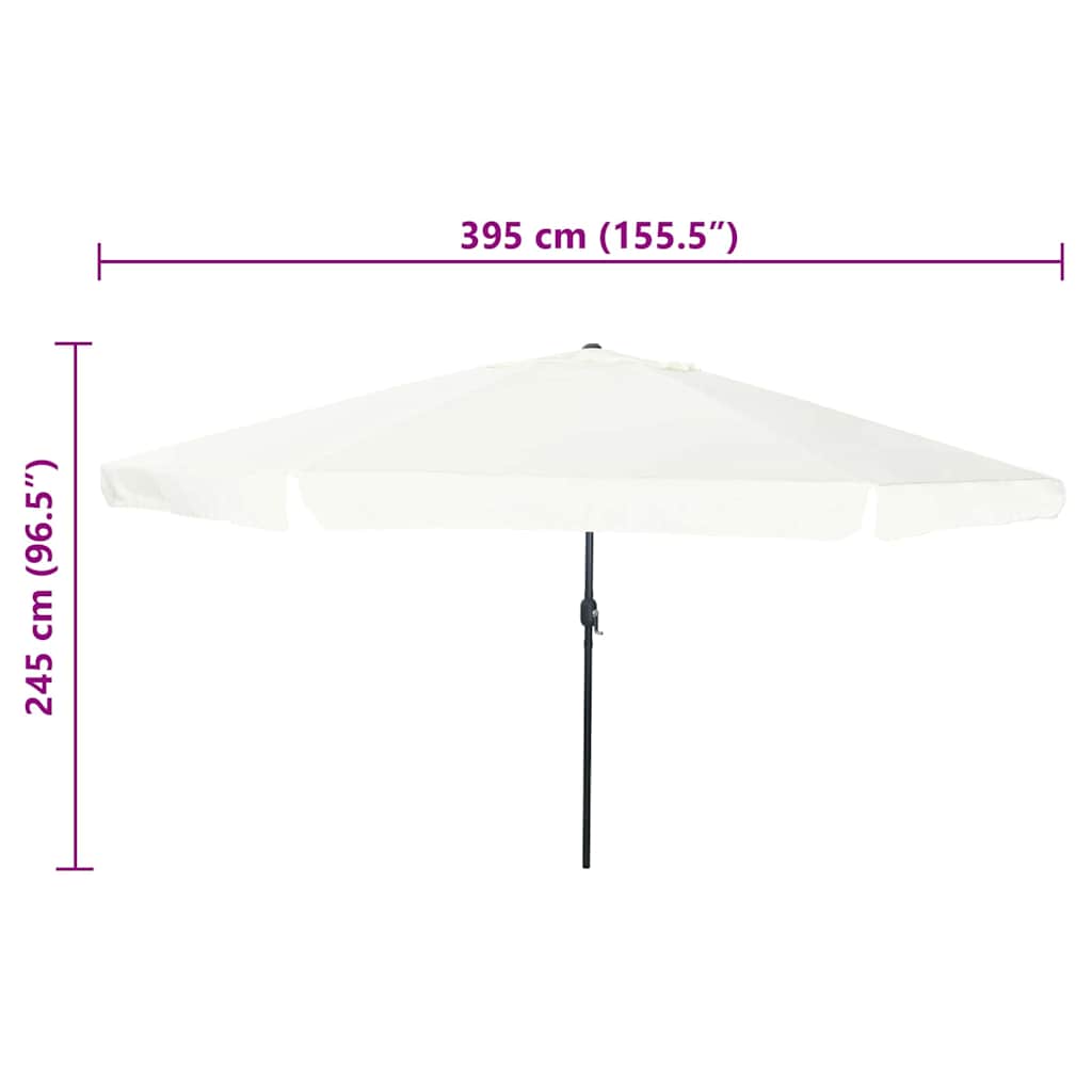 Gartenparasol Weiß und Schwarz 395 x 395 x 245 cm
