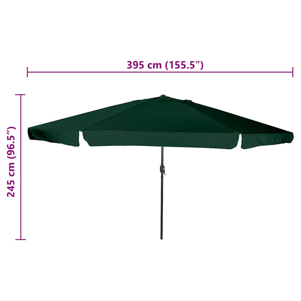 Gartenparasol Grün und Schwarz 395 x 395 x 245 cm