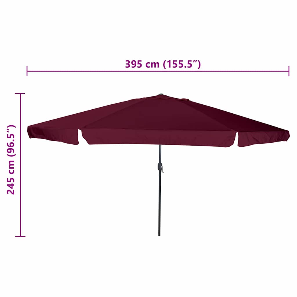 Gartenparasol Rot und Schwarz 395 x 395 x 245 cm