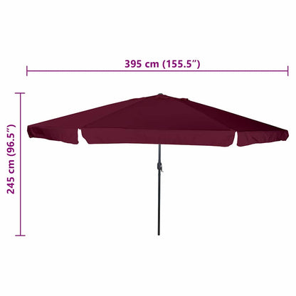 Gartenparasol Rot und Schwarz 395 x 395 x 245 cm