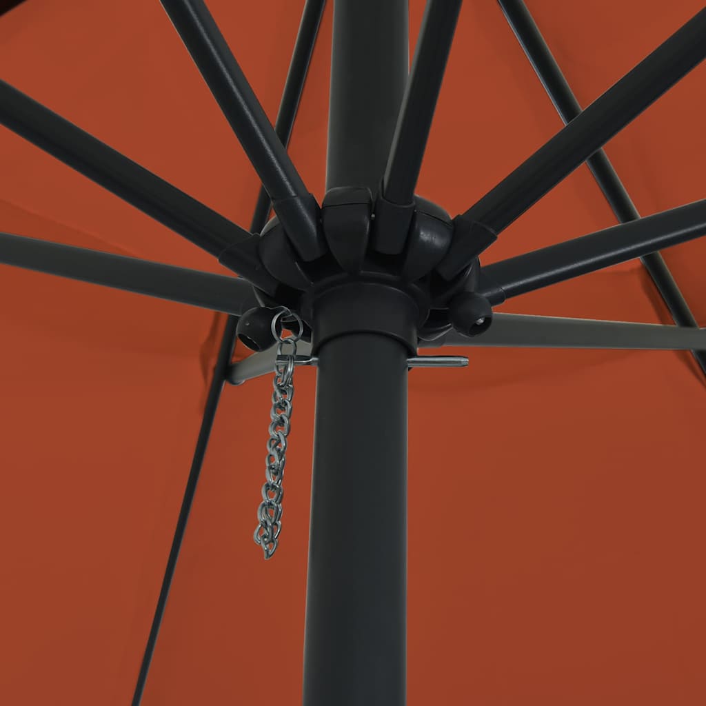 Gartenparasol Rot und Schwarz 395 x 395 x 245 cm