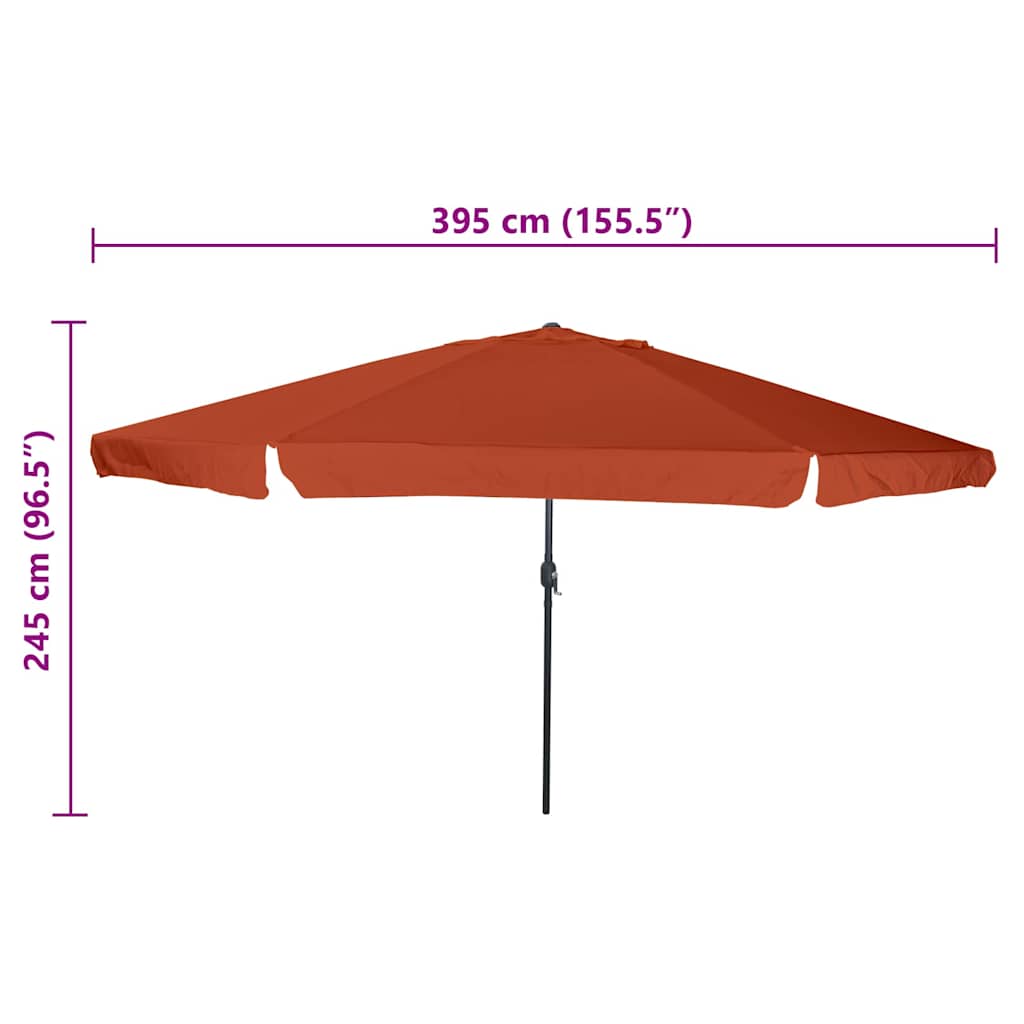 Gartenparasol Rot und Schwarz 395 x 395 x 245 cm