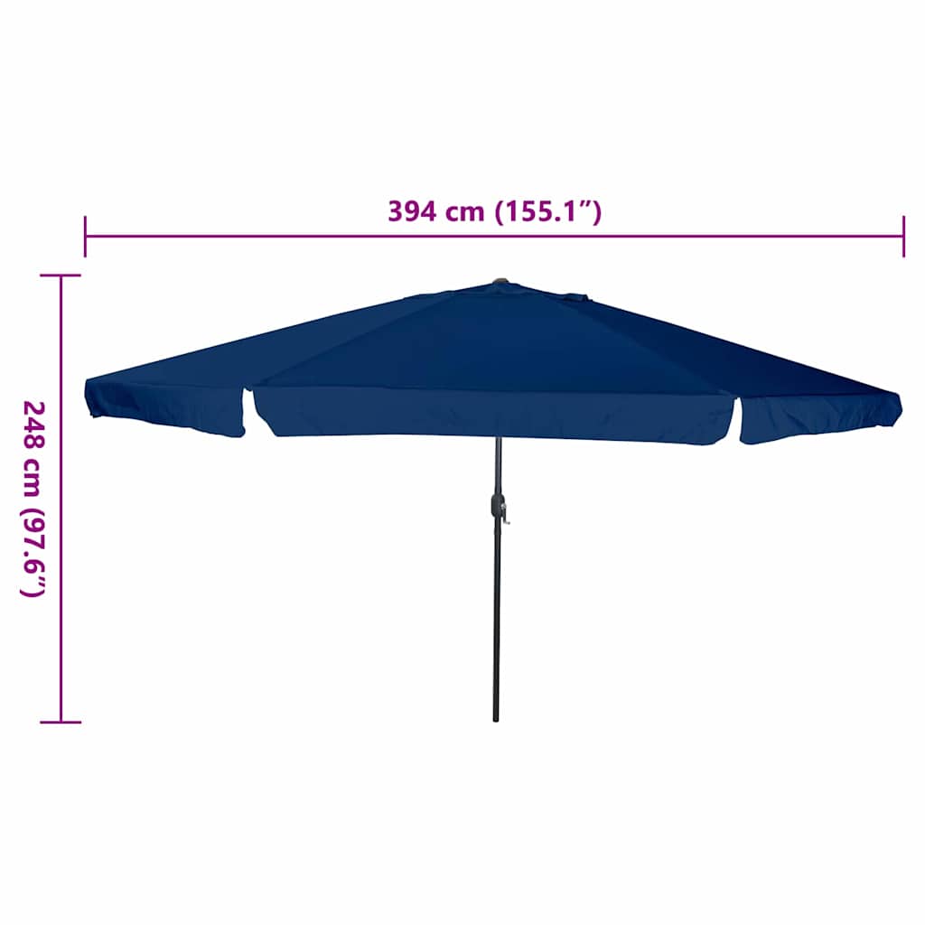 Gartenparasol Blau und Schwarz 395 x 395 x 245 cm