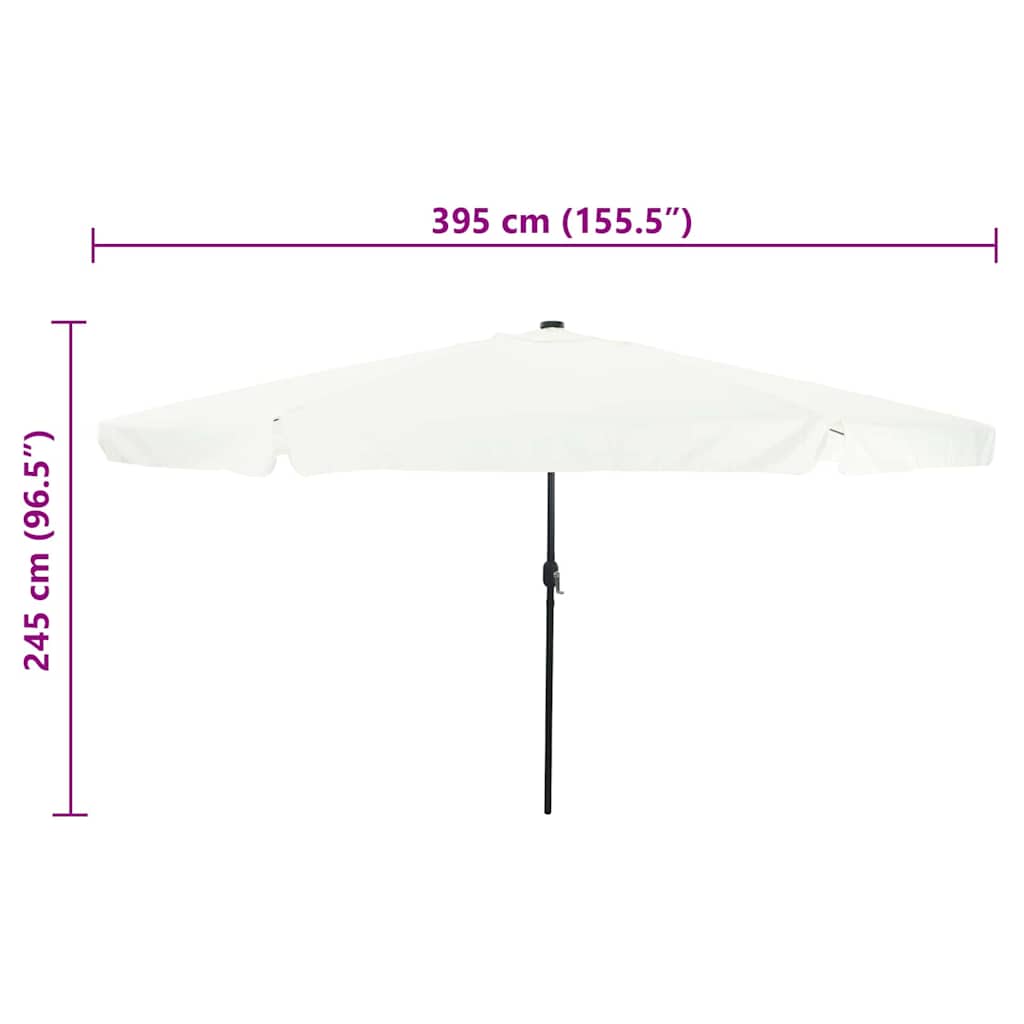 Gartenparasol Weiß und Schwarz 395 x 395 x 245 cm