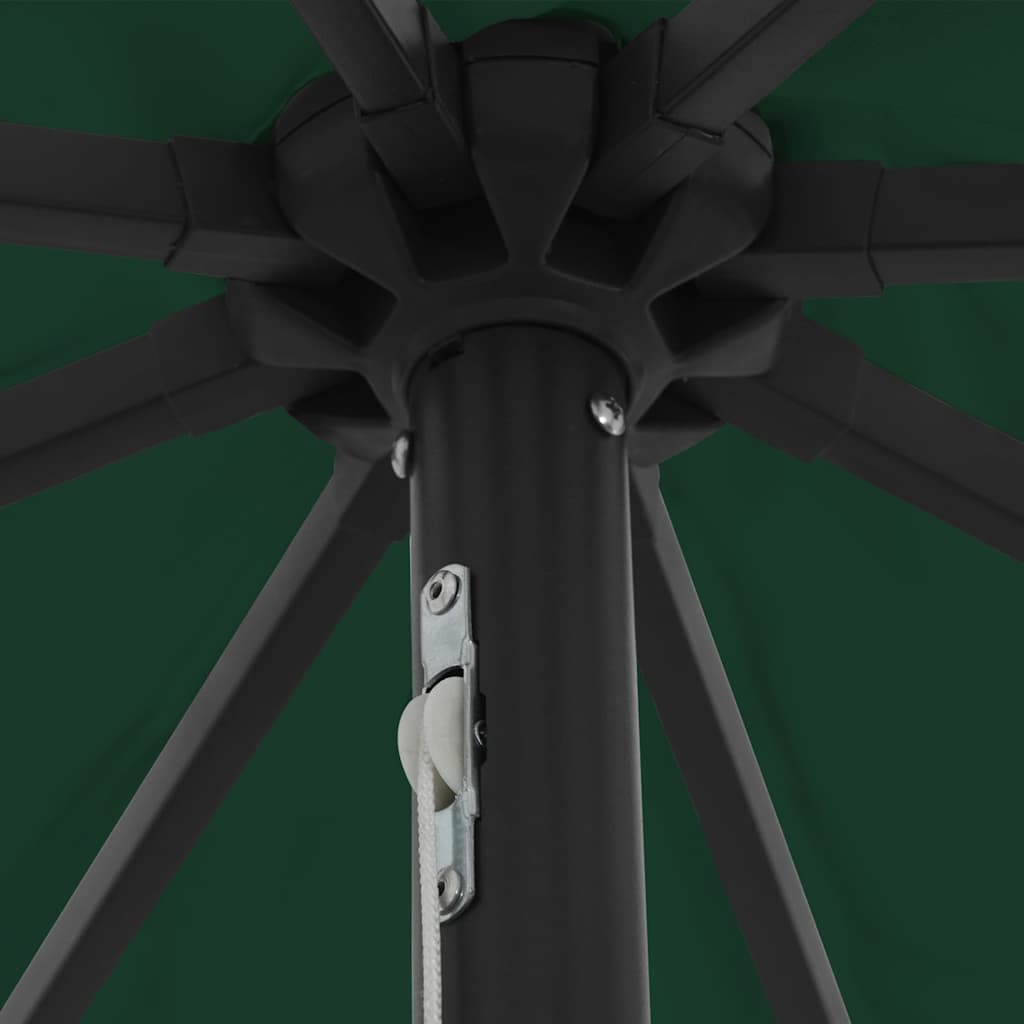 Gartenparasol Grün und Schwarz 395 x 395 x 245 cm