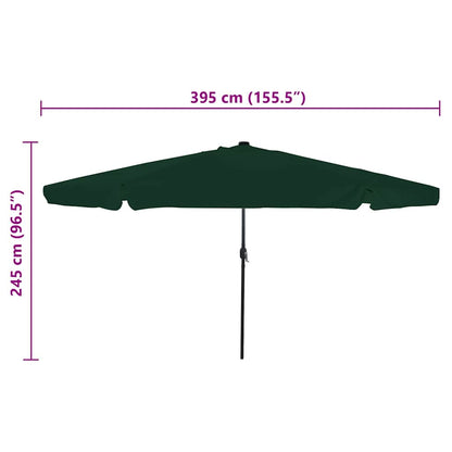 Gartenparasol Grün und Schwarz 395 x 395 x 245 cm