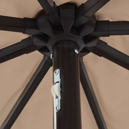 Gartenparasol Taupe und Schwarz 395 x 395 x 245 cm