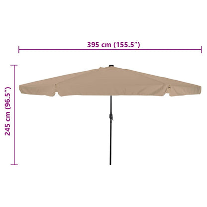 Gartenparasol Taupe und Schwarz 395 x 395 x 245 cm