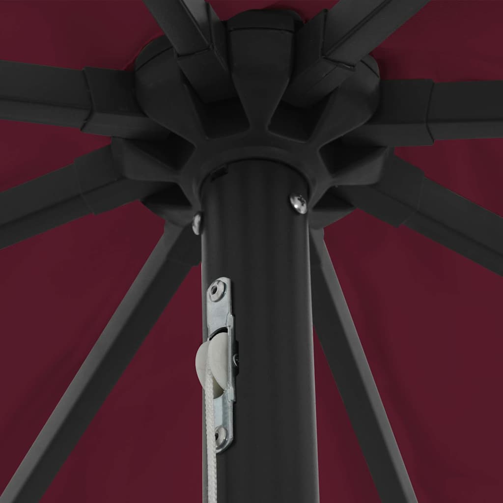 Gartenparasol Rot und Schwarz 395 x 395 x 245 cm