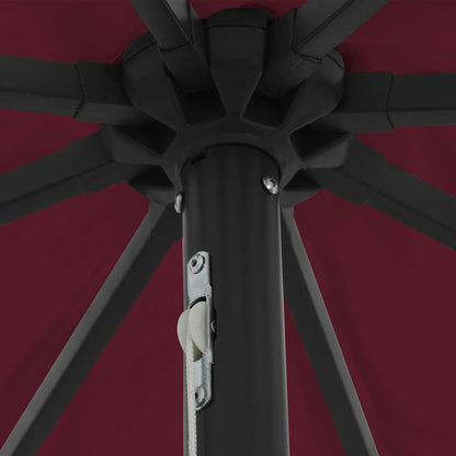 Gartenparasol Rot und Schwarz 395 x 395 x 245 cm
