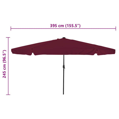 Gartenparasol Rot und Schwarz 395 x 395 x 245 cm