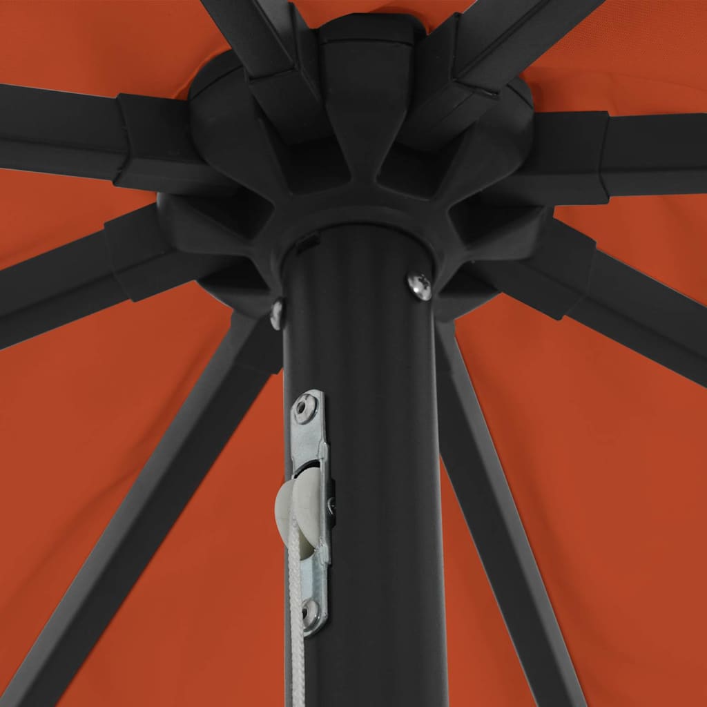 Gartenparasol Rot und Schwarz 395 x 395 x 245 cm