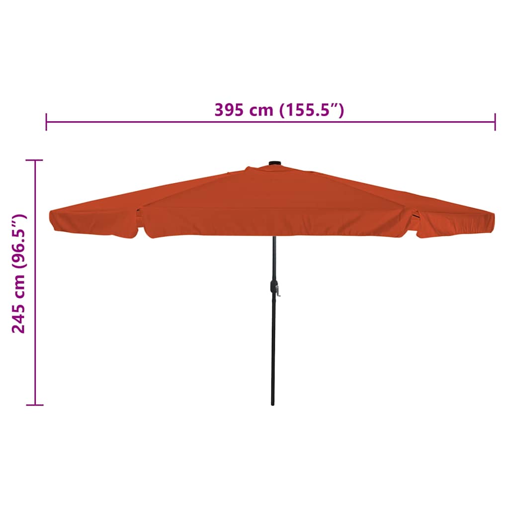 Gartenparasol Rot und Schwarz 395 x 395 x 245 cm