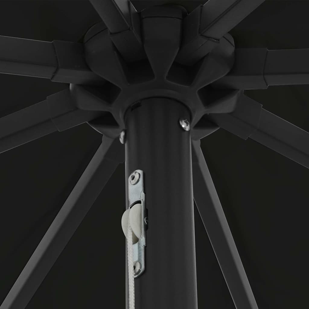 Gartenparasol Schwarz 395 x 395 x 245 cm Polyester und Stahl