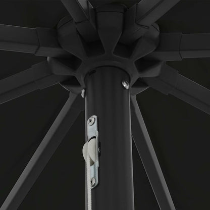 Gartenparasol Schwarz 395 x 395 x 245 cm Polyester und Stahl