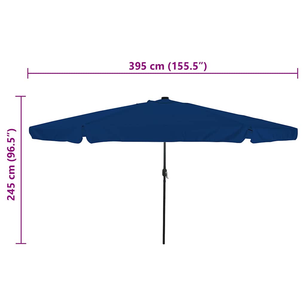 Gartenparasol Blau und Schwarz 395 x 395 x 245 cm