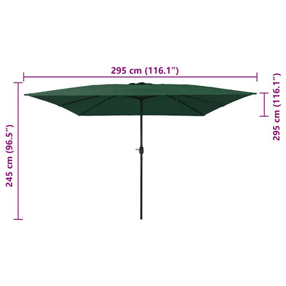Gartenparasol Grün und Schwarz 295 x 295 x 245 cm