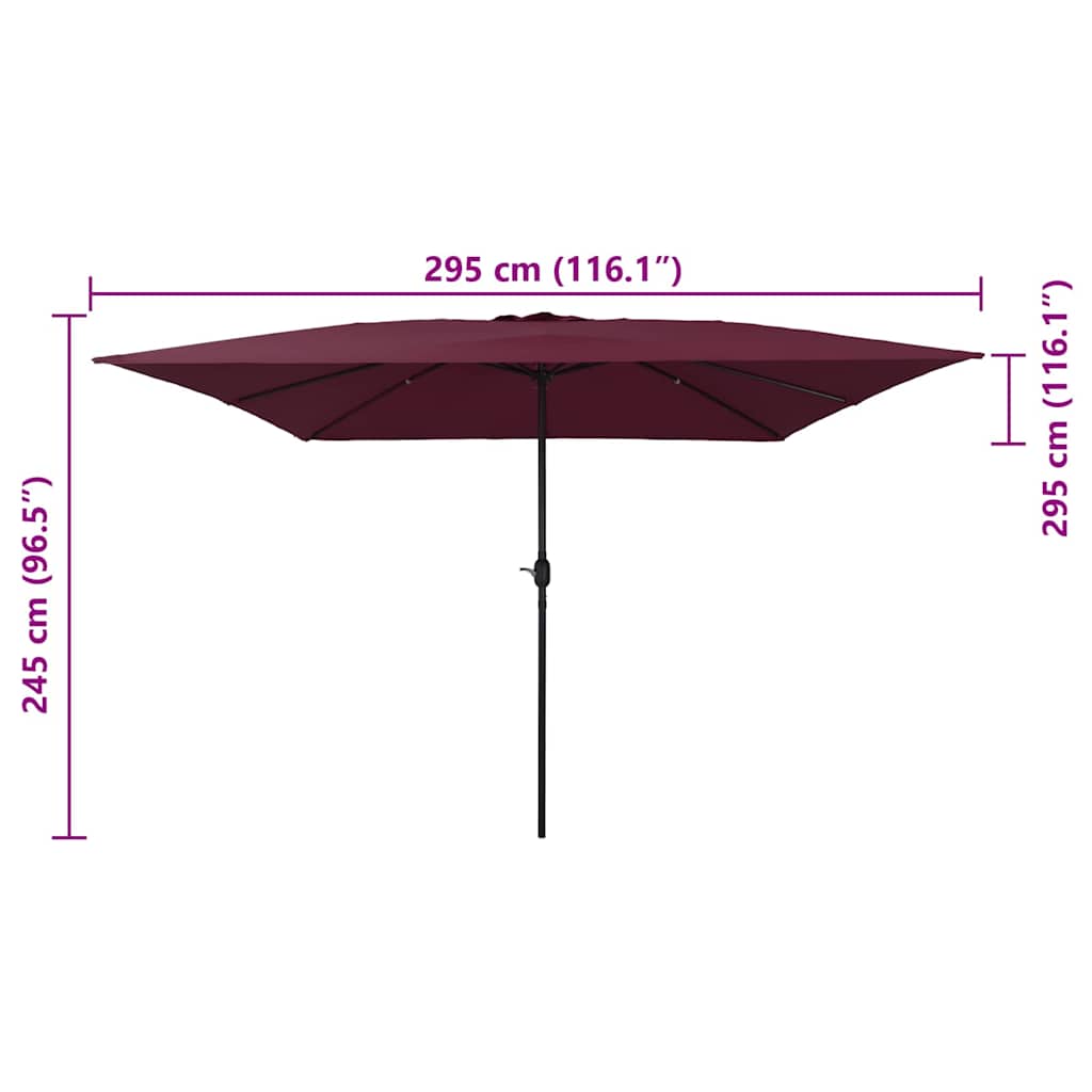Gartenparasol Rot und Schwarz 295 x 295 x 245 cm