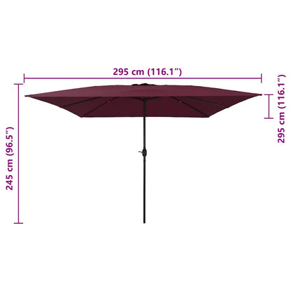 Gartenparasol Rot und Schwarz 295 x 295 x 245 cm