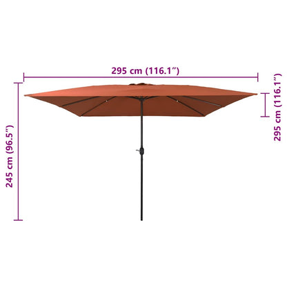 Gartenparasol Rot und Schwarz 295 x 295 x 245 cm