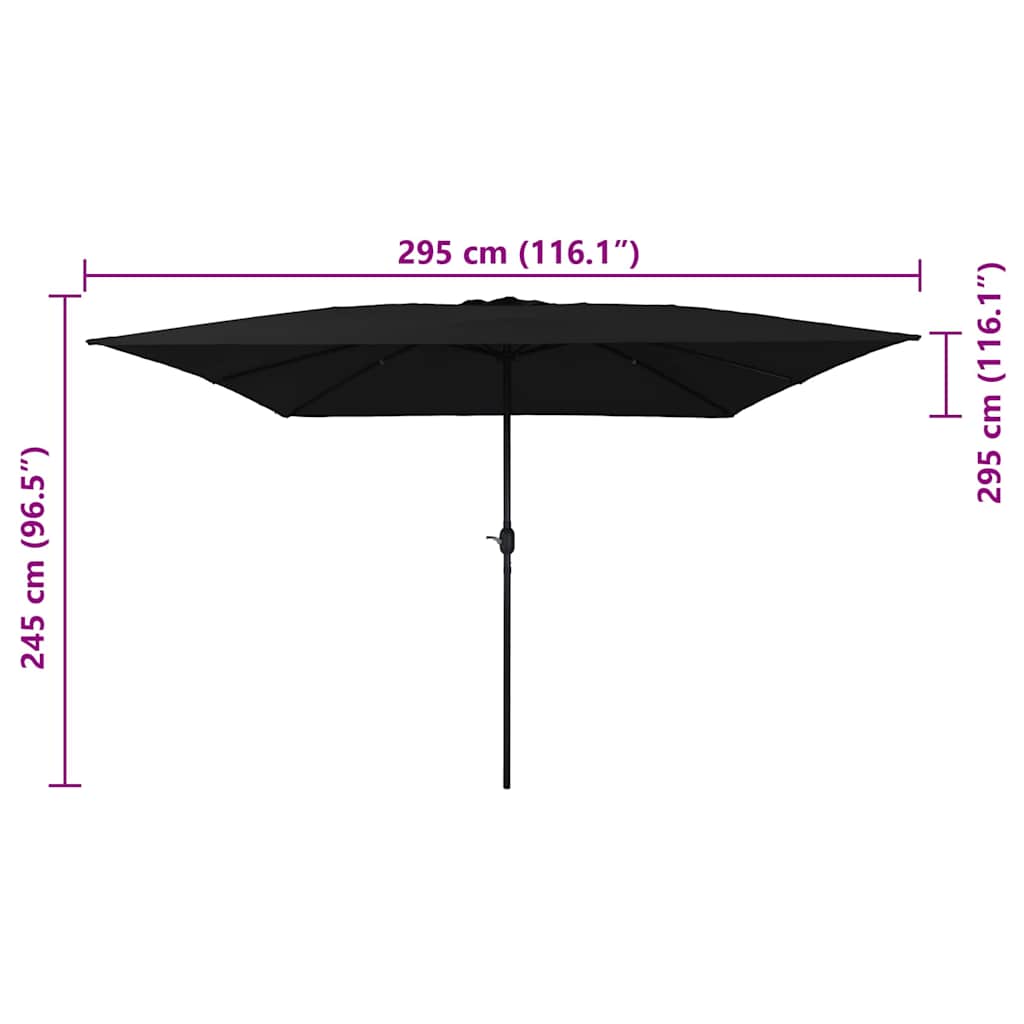 Gartenparasol Schwarz 295 x 295 x 245 cm Polyester und Stahl