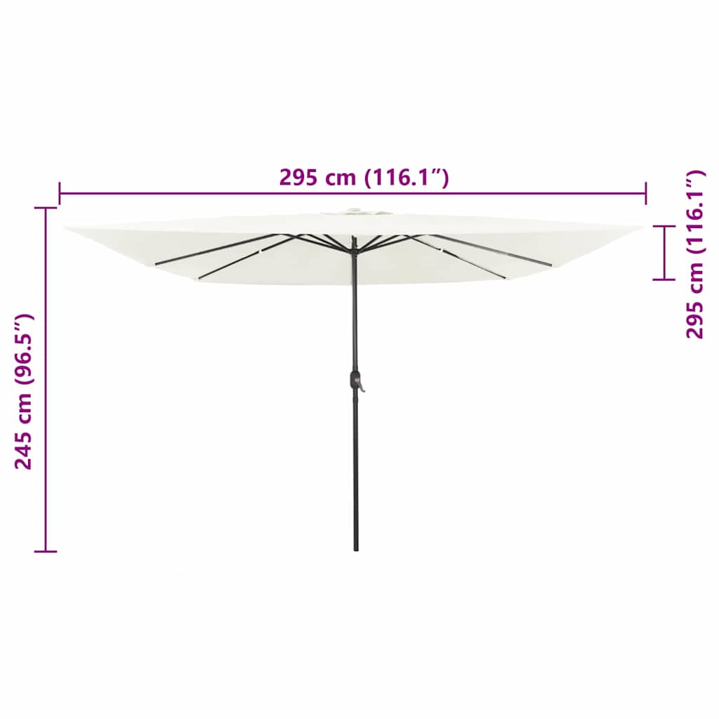 Gartenparasol Weiß und Schwarz 295 x 295 x 245 cm