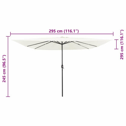Gartenparasol Weiß und Schwarz 295 x 295 x 245 cm