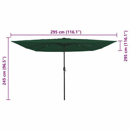 Gartenparasol Grün und Schwarz 295 x 295 x 245 cm