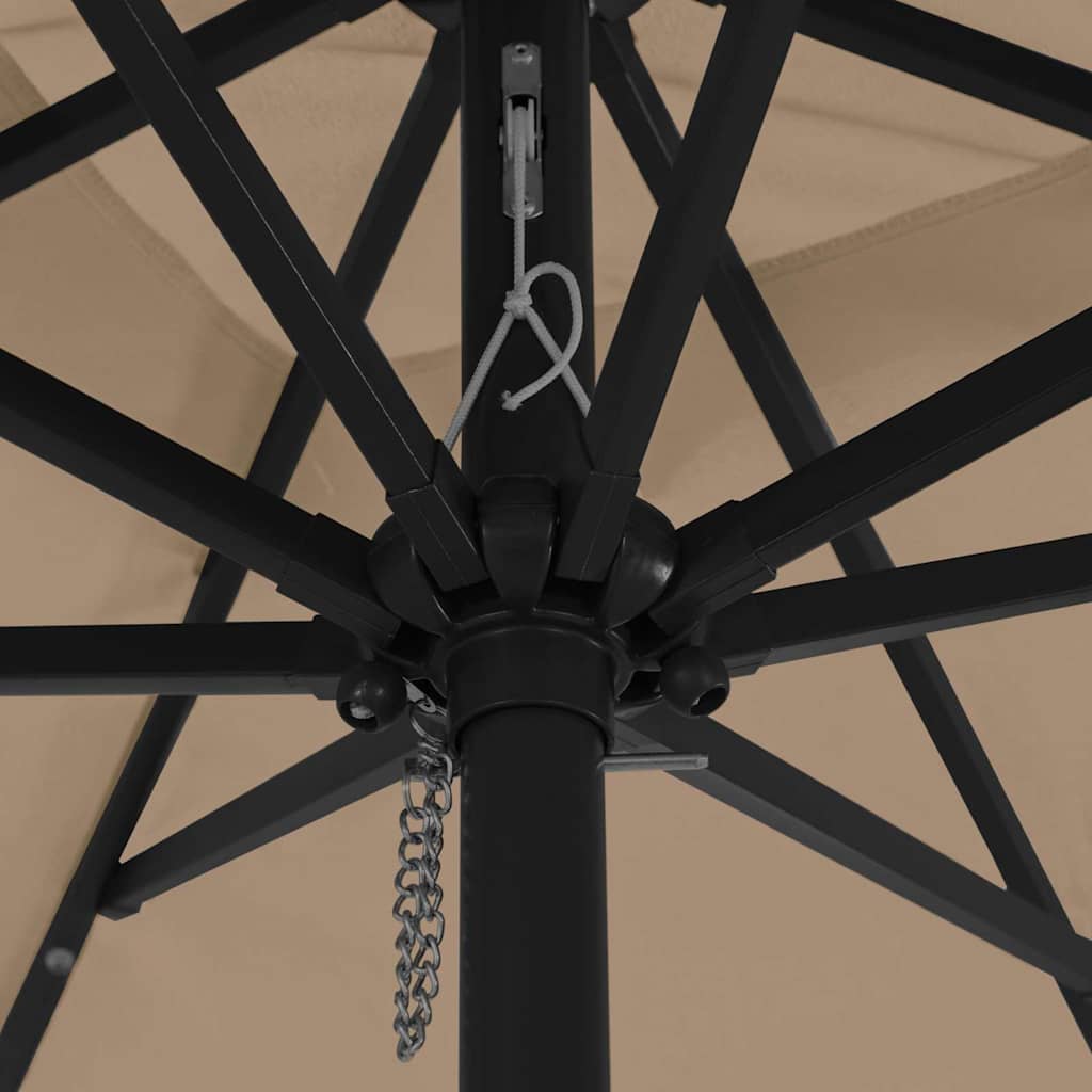 Gartenparasol Taupe und Schwarz 295 x 295 x 245 cm