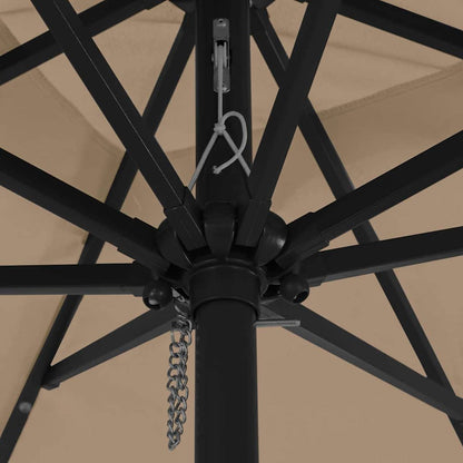 Gartenparasol Taupe und Schwarz 295 x 295 x 245 cm