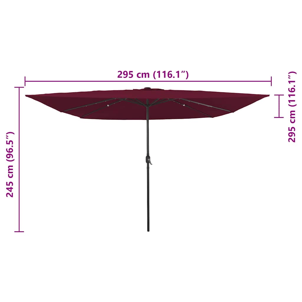Gartenparasol Rot und Schwarz 295 x 295 x 245 cm