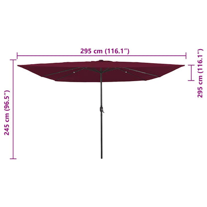 Gartenparasol Rot und Schwarz 295 x 295 x 245 cm