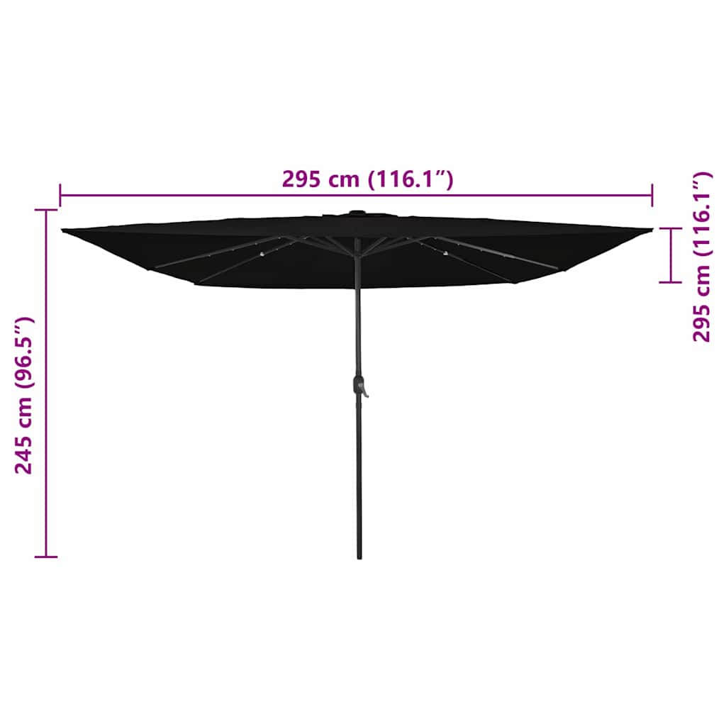Gartenparasol Schwarz 295 x 295 x 245 cm Polyester und Stahl
