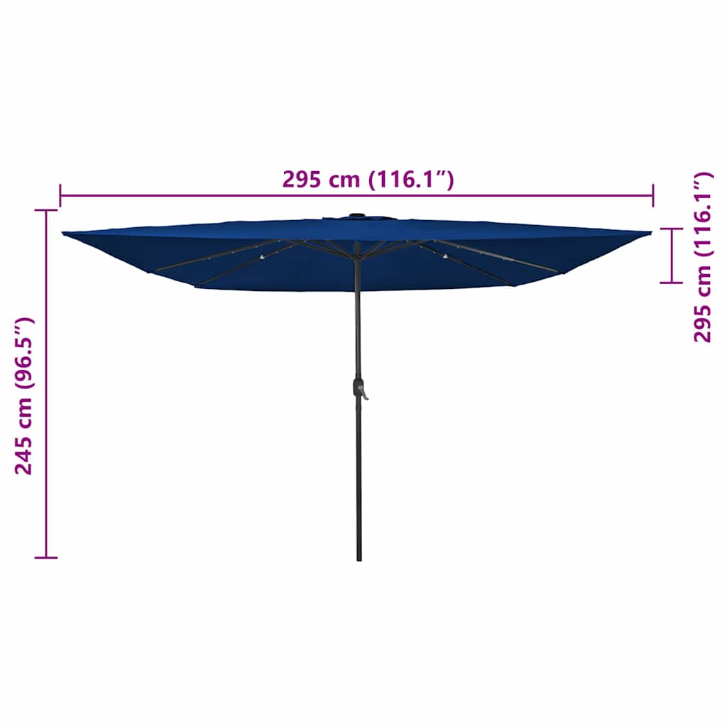Gartenparasol Blau und Schwarz 295 x 295 x 245 cm