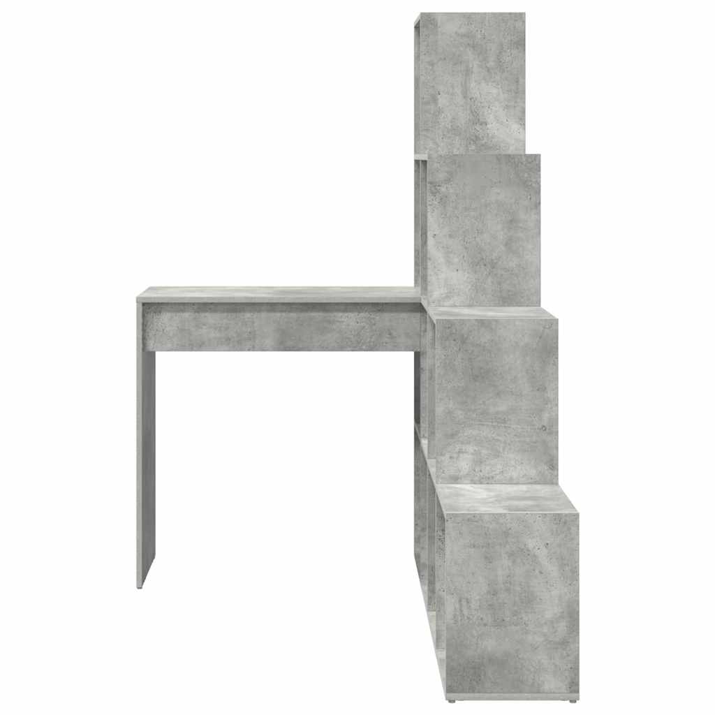 Eck-Schreibtisch mit Regal Beton Grau 101,5 x 149,5 x 149,5 cm