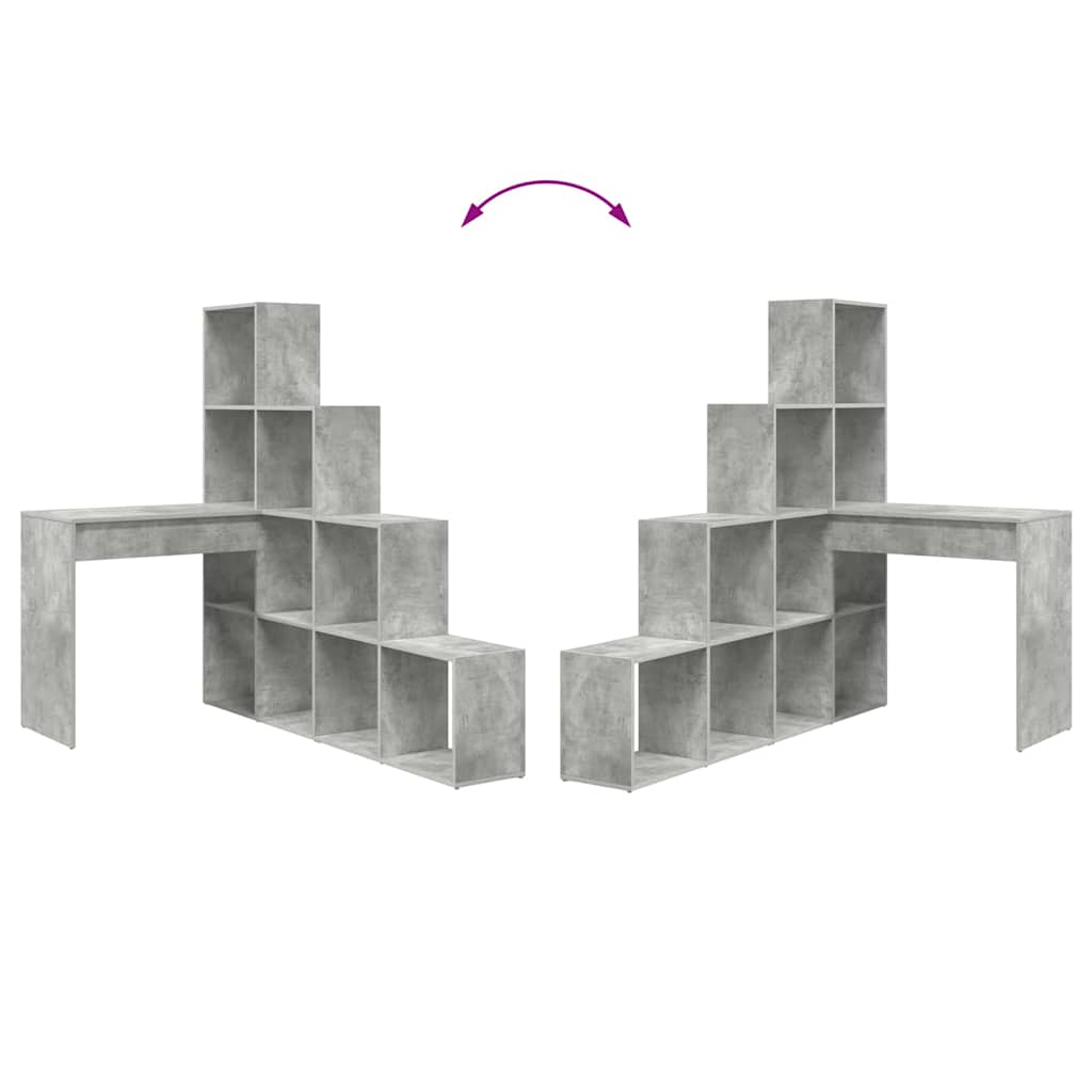 Eck-Schreibtisch mit Regal Beton Grau 101,5 x 149,5 x 149,5 cm