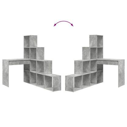 Eck-Schreibtisch mit Regal Beton Grau 101,5 x 149,5 x 149,5 cm