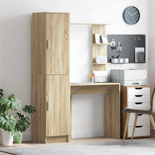 Schreibtisch mit Stauraum mit Regal mit Tür 2 pcs Sonoma Eiche