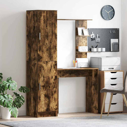 Schreibtisch mit Stauraum 2 pcs Geräucherte Eiche Holzwerkstoff