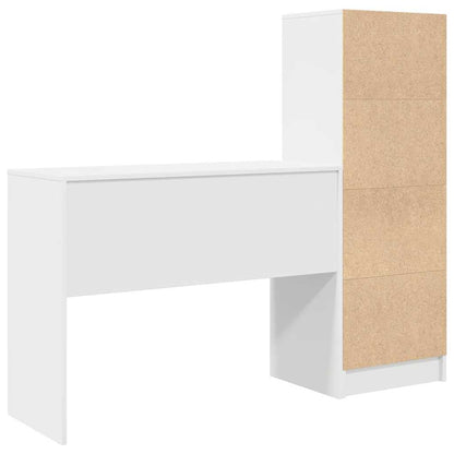 Schreibtisch mit Stauraum mit Regal 2 pcs Weiß Holzwerkstoff